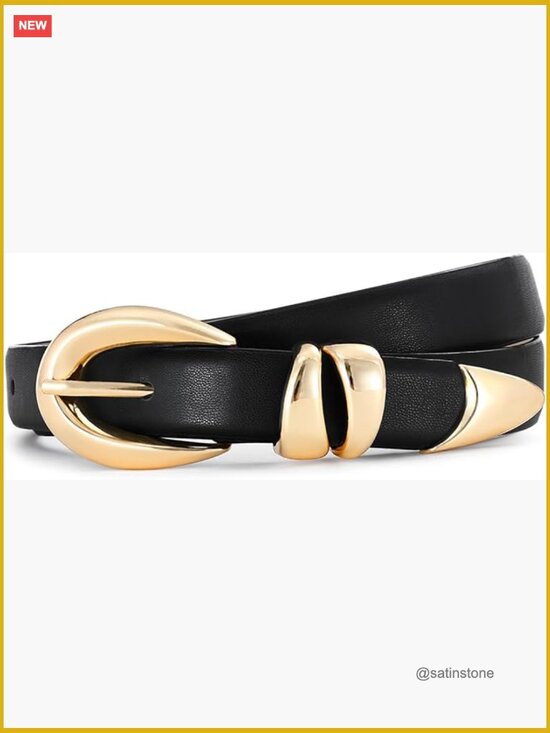 Faux Leather Belt with Gold Buckle - Adjustable Women\'s Belt for Jeans & Dress main image 7